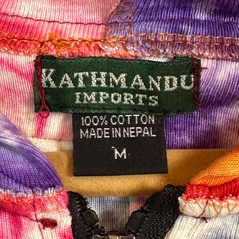 Kathmandu Imports Hoodie Patchwork Tie Dye Woodblock Print Multicolor M Boho - Picture 6 of 11